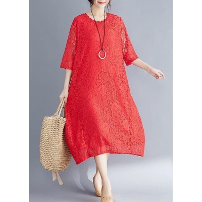 Beautiful Half sleeve o neck cotton dress Sweets red A Line Dresses Summer