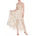 MORPHEW ATELIER Hand Painted Silk Lurex Fil Coupé  Chiffon Gown With Gold Chain Straps