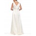 MORPHEW COLLECTION Ivory Floral Rayon Satin Bias Cut  Gown With Lace Trim & Train