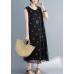 Elegant embroidery lace clothes Sleeve black Dress summer sleeveless