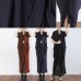 Black texture linen dresses summer plus size linen sundress caftans oversized gown