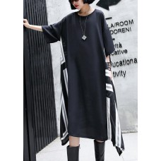 Vivid o neck patchwork cotton dresses Work Outfits black Maxi Dresses summer