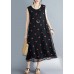 Elegant embroidery lace clothes Sleeve black Dress summer sleeveless