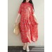 Button Chiffon Robes Fabrics red prints Dresses summer