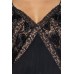 MORPHEW COLLECTION Black Bias Cut Silk Crepe De Chine Backless Gown With Edwardian Beaded Lace