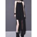 Women black chiffonTunic side open Dresses summer sleeveless Dresses