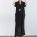 Black texture linen dresses summer plus size linen sundress caftans oversized gown