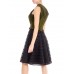 MORPHEW ATELIER Black & Green Silk Cotton Velvet Dress With Ruffled Tulle Skirt