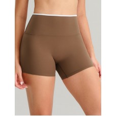 Brown Natural Waisted Sports Shorts 3