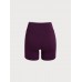 Purple Contrast Front-Cross Sports Shorts 3