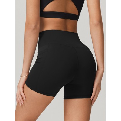 Black Natural Waisted Sports Shorts 3