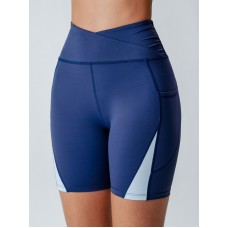 Navy Contrast Panel Sport Shorts