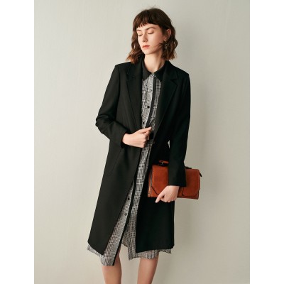 Black Longline Blazer Trench Coat