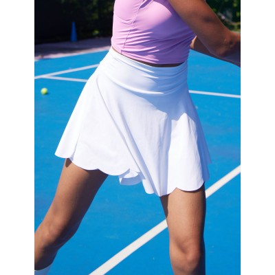 White Scallop Hem Skort