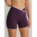 Purple Contrast Front-Cross Sports Shorts 3