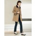 Contrast-Trim Double-Breasted Trench Coat
