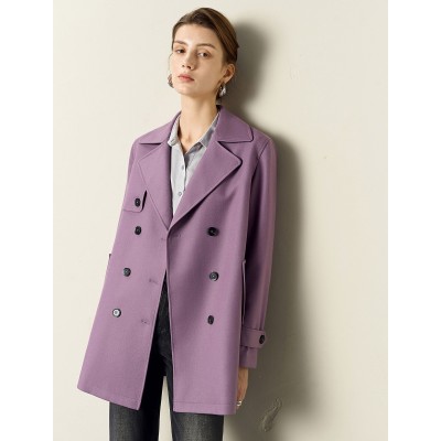 Vintage Lapel Belted Short Trench Coat