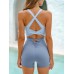 Light Blue Cut Out Shorts 3