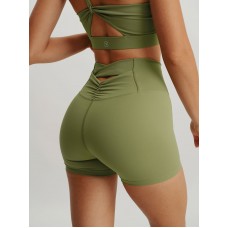 Green Cut Out Shorts 3