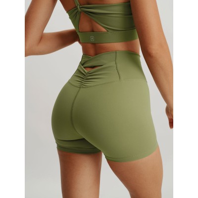 Green Cut Out Shorts 3