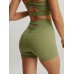 Green Cut Out Shorts 3