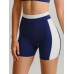 Navy Contrast Line Workout Shorts 3