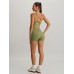 Green Cut Out Shorts 3