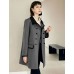 Contrast-Trim Double-Breasted Trench Coat