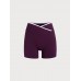 Purple Contrast Front-Cross Sports Shorts 3