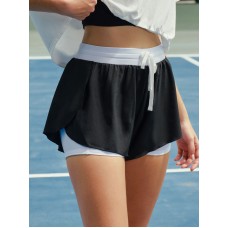 Contrast Trim Lined Workout Shorts