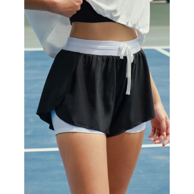 Contrast Trim Lined Workout Shorts