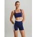 Navy Contrast Line Workout Shorts 3