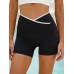 Black Contrast Front-Cross Sports Shorts 5 Black Contrast Front-Cross Sports Shorts 5