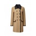 Contrast-Trim Double-Breasted Trench Coat