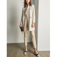 Beige PU Leather Pocket Detail Trench Coat