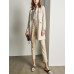 Beige PU Leather Pocket Detail Trench Coat