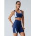 Navy Contrast Panel Sport Shorts
