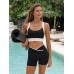 Black Contrast Front-Cross Sports Shorts 5 Black Contrast Front-Cross Sports Shorts 5