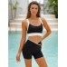 Black Contrast Front-Cross Sports Shorts 5 Black Contrast Front-Cross Sports Shorts 5