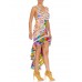 MORPHEW ATELIER Rainbow Nylon Hand Crocheted Cocktail Dress Made From 1960'S Psychedelic Fabric