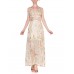 MORPHEW ATELIER Hand Painted Silk Lurex Fil Coupé  Chiffon Gown With Gold Chain Straps