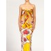 MORPHEW COLLECTION Yellow & Red Bias Cut Silk Jacquard Sagittarius Multi-Way Scarf Dress